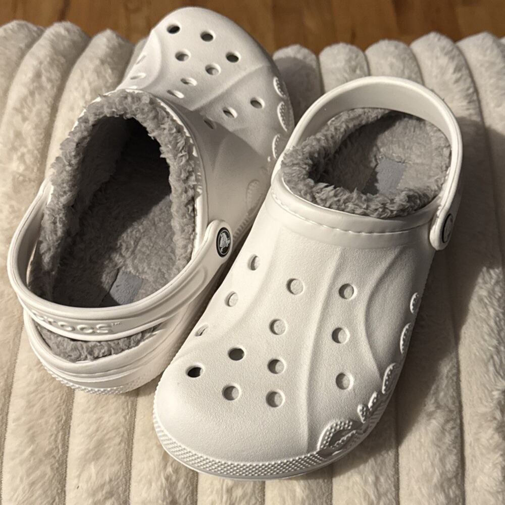 crocs classic lined clog white/grey roomy fit BRAND NEW unisex men’s 6/womens 8